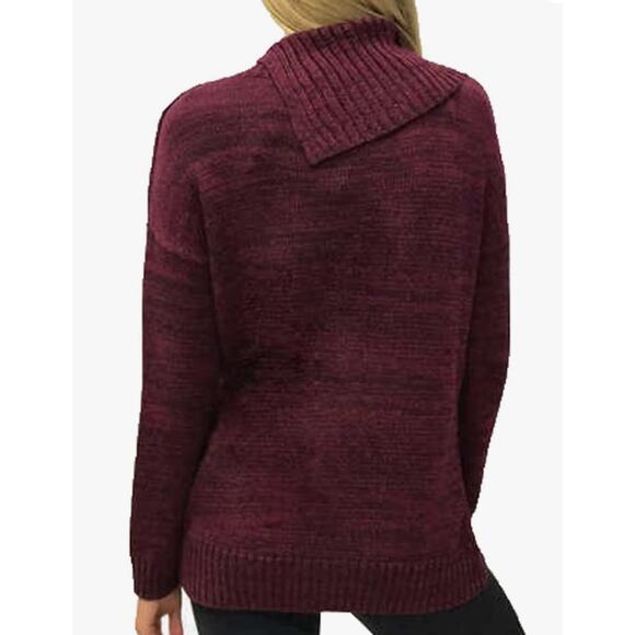 Matty M Small S Red Pink Marled Envelope Pullover Split Turtleneck Tunic Sweater - Picture 11 of 11